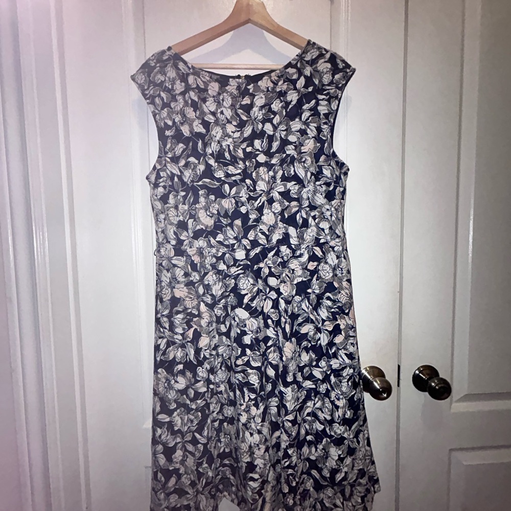 Annabella Navy and Cream Floral Midi Dress